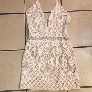 Tobi white halter lace going out dress